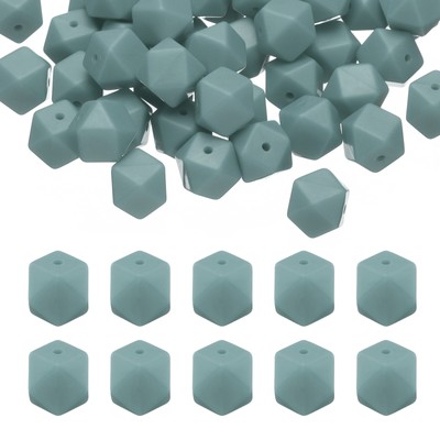 50Pcs Hexagonal Silicone Beads 14mm Geometric Loose Beads Bulk Fern