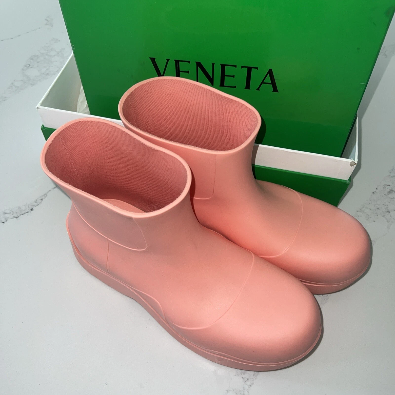 Bottega Veneta Pozzanghera Stivaletto Gomma Fenicottero EU 40 US 9 EUC