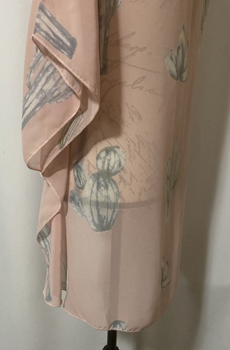 Women's Pink Cape Shrug Shawl Wrap Cover Up Semi Sheer Cactus Western One Size - Picture 15 of 24