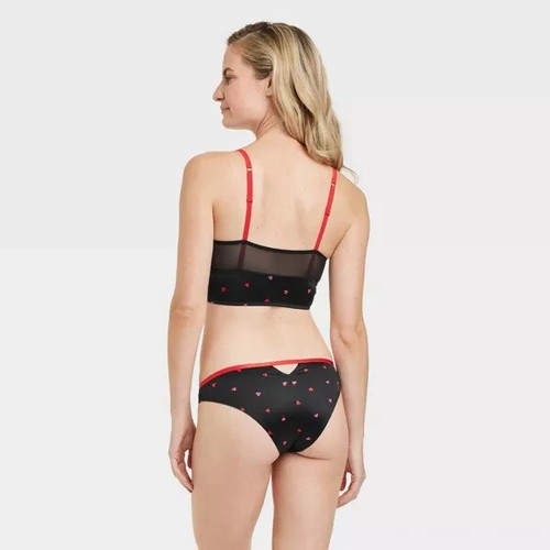 Freche Damen-Unterwäsche Satin schwarz/mit Herzen - Auden (XL) NEU - Bild 2 von 5