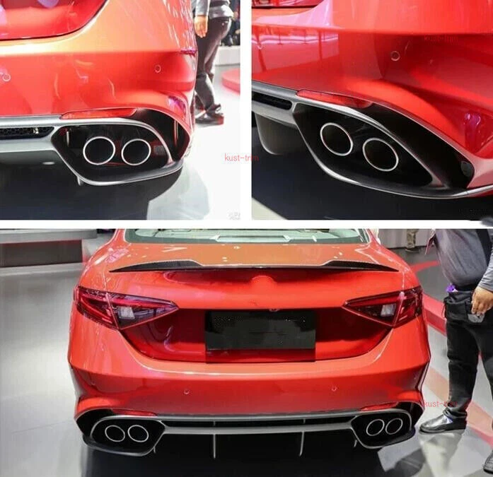2x For Alfa Romeo Giulia 2017-2024 black Rear Tail Exhaust Muffler Tip Pipe Kit Foto 2 de 3