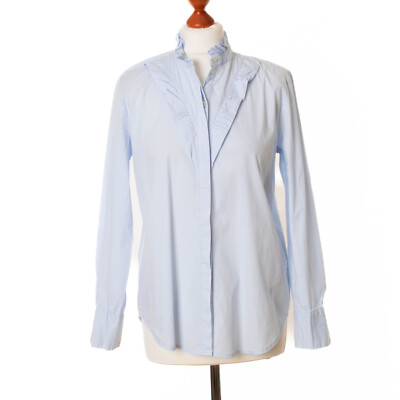 EMILY Van Den Bergh Damen Blau Langarm Top Bluse Größe 36  10969