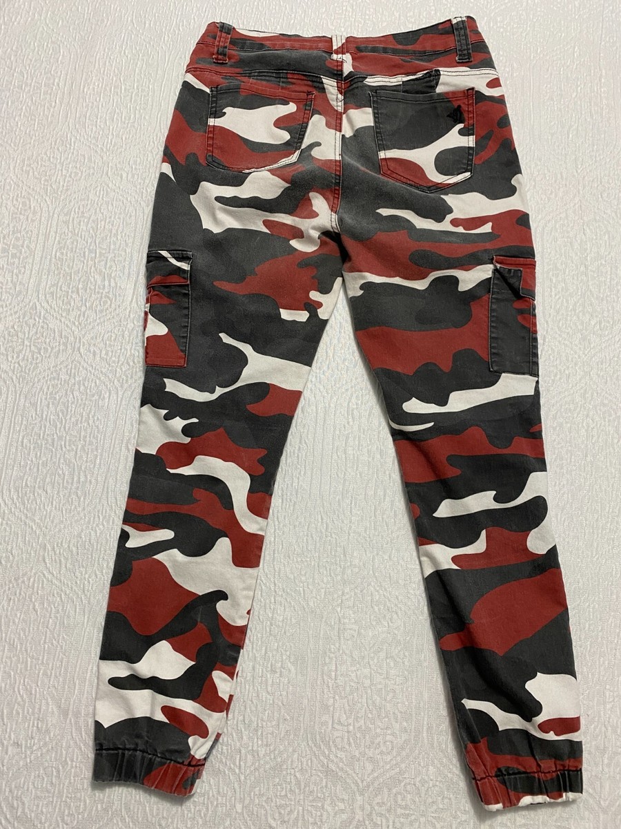 VIP Jeans Cargo Jogger Pants Junior 13 Red Camo Skinny (28×25)