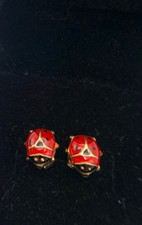 Italy14k Gold Red Ladybug Designed Earrings,9mm x7.5mm, 1.3g,FREEgftBx 3.49Valu