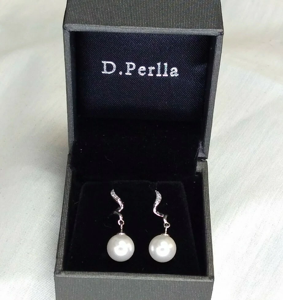 D. Perlla Fashion Pearl Rhinestone S925 Earrings