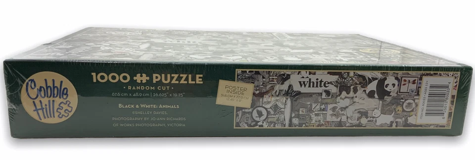 Rompecabezas 1000 piezas nuevo blanco y negro: animales corte aleatorio 80033 Cobble Hill Foto 4 de 4