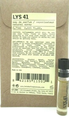 LE LABO LYS 41 EAU DE PARFUM VIAL SPLASH UNISEX 0.025 Oz / 0.75 ml Brand New