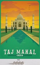 Blechschild 20x30 historisches Plakat Taj Mahal Indien India St&auml;dtetour Urlaub W