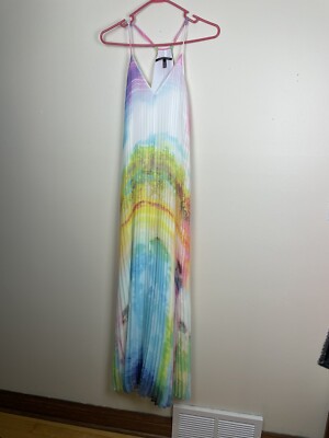 Victoria's Secret Water Color Knife Pleated Maxi Dress | eBay