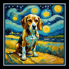 Beagle Dog Starry Night Large Refrigerator Magnet
