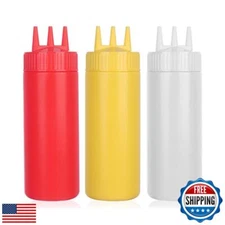 beyonday 3pcs Seasoning Squeeze Bottles, 3 Hole Ketchup Mustard Dressing Sque