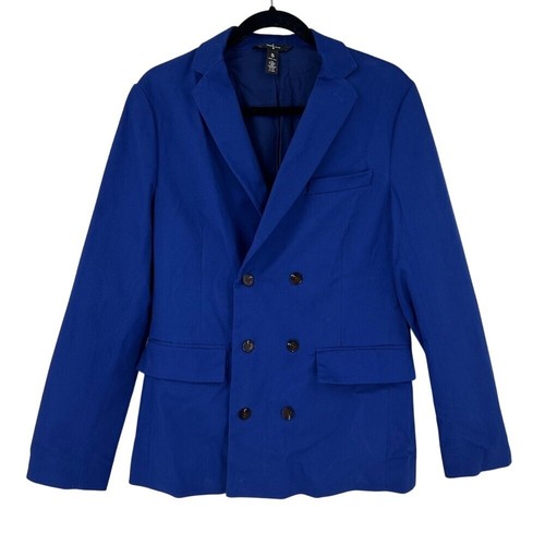 Houston White Target Blazer Jacket Double Breasted Royal Blue Cotton Blend S