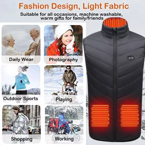 Heated Vest 9 Heating Zones Men Women Heated Jacket Electric Heating Vest (3XL) - Picture 16 of 17