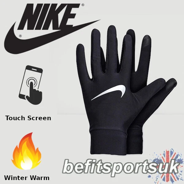 NIKE RUNNING GLOVES MENS DRI LIGHTWEIGHT TECH TOUCH SCREEN PHONE HI-VIZ BLACK - Image 2 of 4