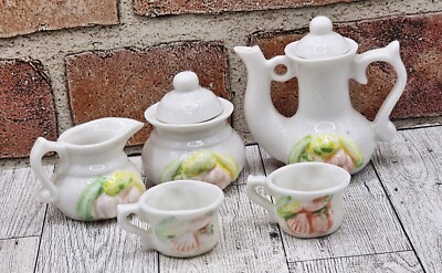 Vintage Miniature porcelain ceramic tea set Fall Veggies piece Unbranded