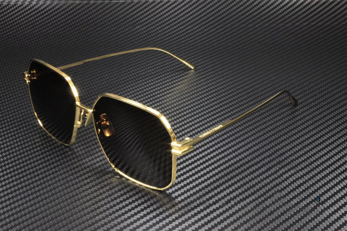 Bottega Veneta Gold Rectangular Sunglasses