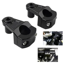 Black Motorcycle HandleBar 7/8 22mm to 11/8 28mm Fat Bar Mount Clamps Riser