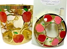 Yankee Candle APPLES Jar Candle Holder & Illuma Lid Candle Topper ~ FREE SHIP