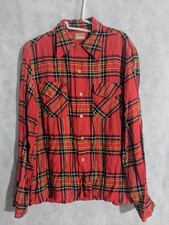 Vintage 40s 50s McGregor Red Plaid Flannel Shirt MINT Size Medium USA
