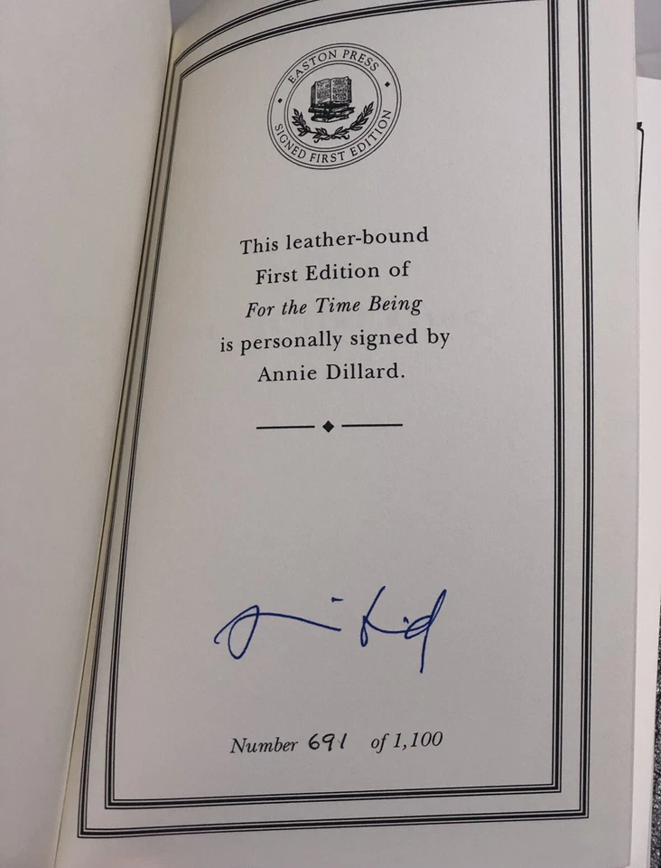 For the Time Being by Annie Dillard Signed First Edition EASTON PRESS - Imagem 3 de 4