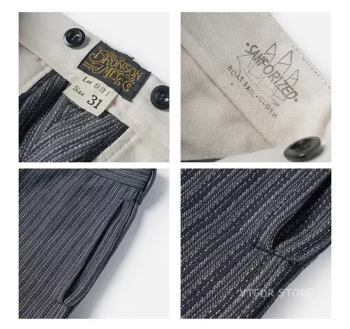 Men's 1930's Black and Grey Stripes Pants Vintage Style Suit Trousers retro - Picture 13 of 18