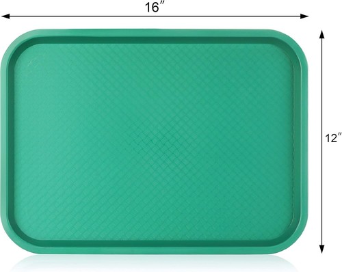 Casual Green Plastic Tray Set of 12 - 12x16-Inch Lightweight Dining Solution - Picture 4 of 10