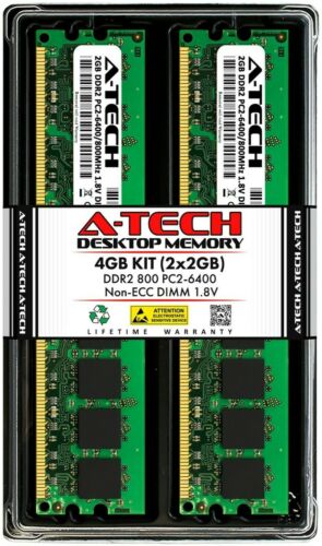 A-Tech 4GB 2x 2GB PC2-6400 Desktop DIMM DDR2 800 MHz Non-ECC Memory RAM 6400U 4G
