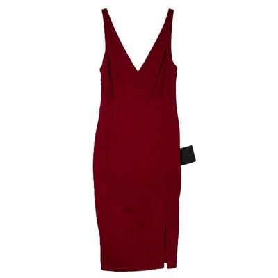 Lulus Solid Red Sleeveless Dress Small Slit Stretch Lined Holiday NEW