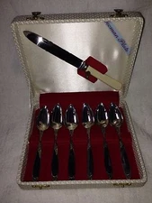 SILVER PLATE EPNS TEA SPOONS-SET OF 6 and KNIF MADE IN ENGLAND WITH BOX