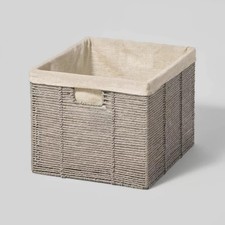 14.75" x 13" x 11" Large Lined Woven Milk Crate Gray Decorative