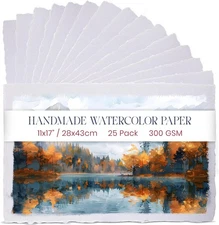 Wanderings Thick Handmade Watercolor Paper with Deckle Edge - 11x17-300GSM - Pre