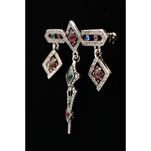 Broche broche barra cristal esmalte multicolor nuevo de colección años 80 A19 - Imagen 3 de 12