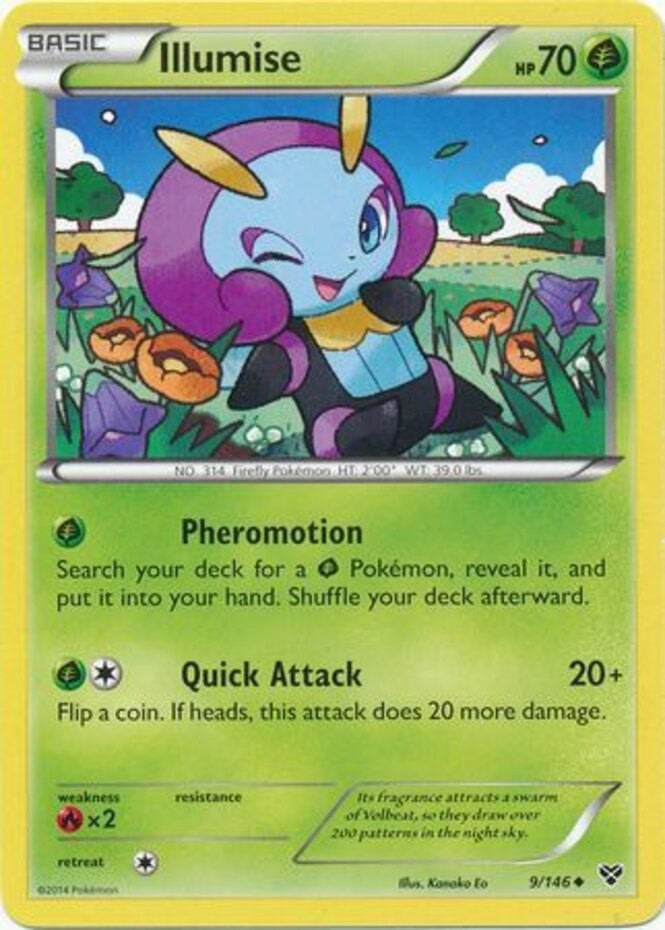Illumise - 9/146 - Uncommon (Mp) XY Base Set - Grass Pokémon