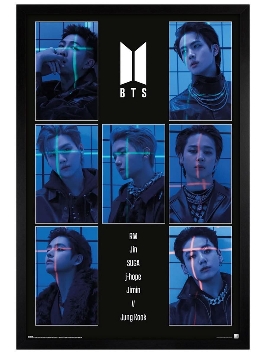 BTS Group Maxi Poster - Black Wooden Framed