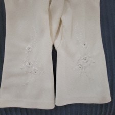 Vintage Women's White Cotton Gloves W/Floral Needlework