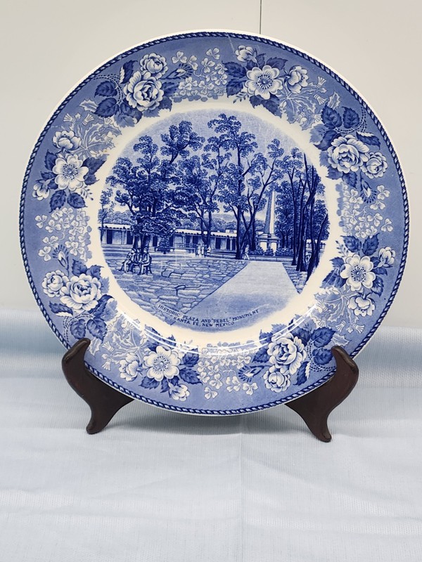 Historic Plaza & Rebel Monument Santa Fe New Mexico English Staffordshire Plate