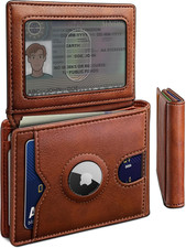 Airtag Wallet for Men,With Cash Pocket 2 ID Window 13 Cards,Slim Leather Wallet