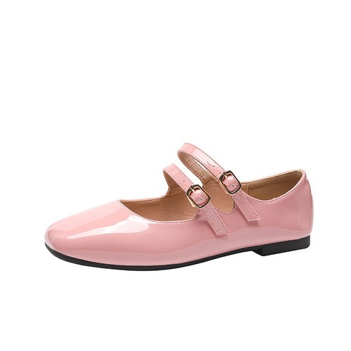 Red Mary Jane French Wedding Shoes Flat Shoes Women's Flat Patent Leather Shoes - Picture 15 of 37