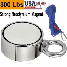 800LBS Neodymium Fishing Magnet Kit Up To Pull Force Super Strong Hunt  Rope