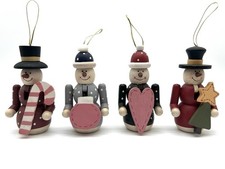 4 Wooden Snowman Nutcracker Ornaments Winter Christmas Holiday Decoration 4  