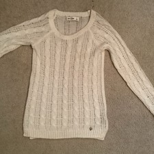 Abercrombie Kids Girls Cream Cable Knit Pullover Long Sleeve Sweater Size S