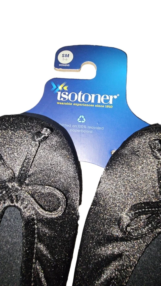 Женские атласные тапочки-балерины Isotoner размер Small 5-6 черные - Изображение 2 из 3