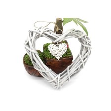Heart Hanging Crafts Wicker Rattan Decoration Wedding Ornament Beige Color