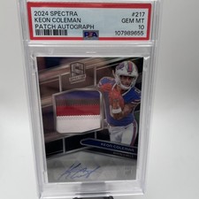 2024 Spectra Keon Coleman RPA  /99 RC Auto PSA 10 GEM Mint 10 🔥 4 Color Patch!