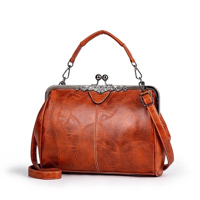 Vintage Brown Leather Handbag   Women's Hollow Shoulder & Crossbody Purse