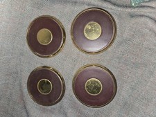 AITG Leather And Brass Coasters MCM Retro
