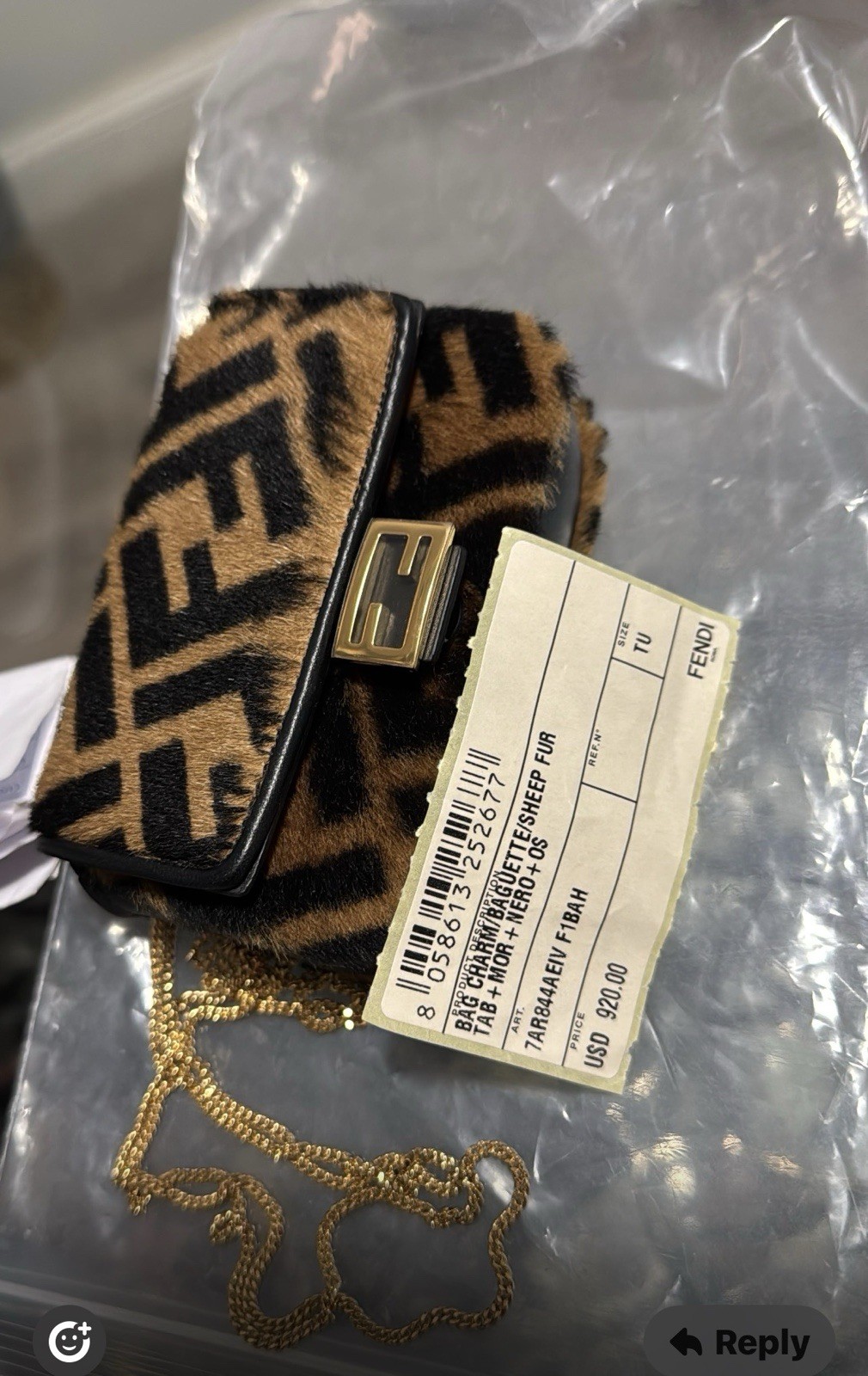 Baguette chain pony-style calfskin crossbody bag