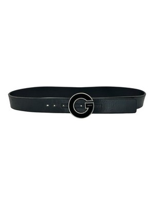 Gucci Black Leather Belt Interlocking G Buckle Size 90/36 Made in Italy