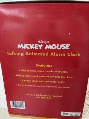 Disney Mickey Mouse Animated Talking Alarm Clock w/ Box – Works