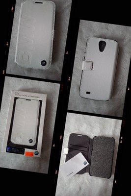 BMW Genuine Leather Logo Book Type Phone Case Galaxy S IV ︎ Off White